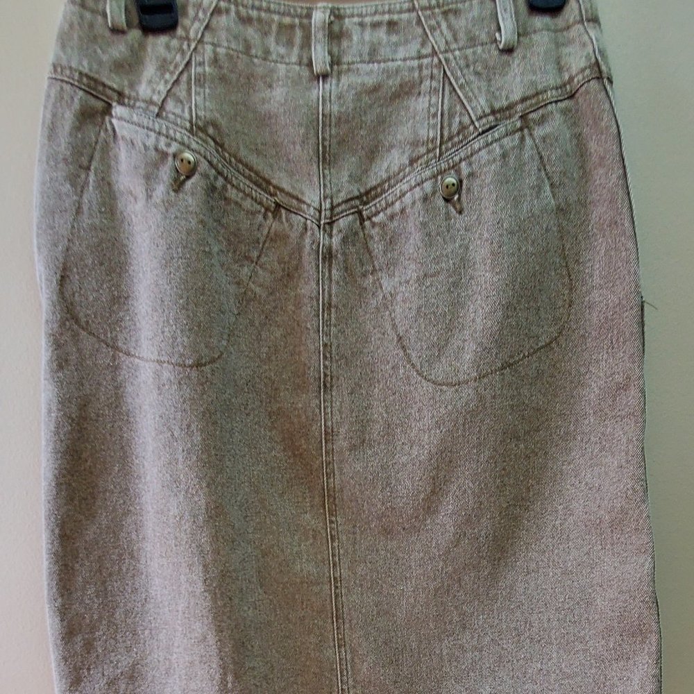 Liz Claiborne VINTAGE Two Piece Brown Denim Jacket and Skirt - Picture 14 of 14